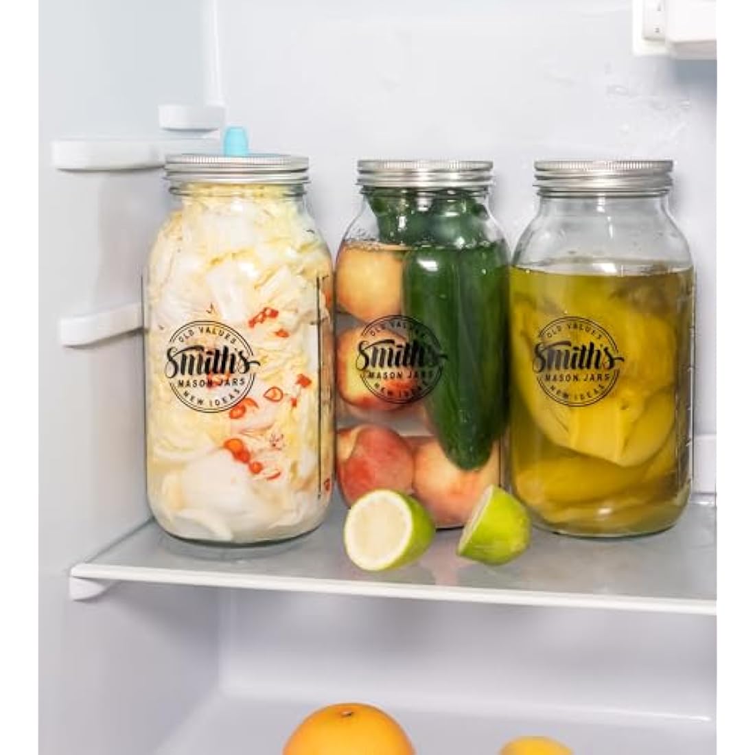 Smiths Fermentation Jars 2L – 2 Pack Glass Fermenting Jars with Airlock (1 Gas-Release Lid & 1 Storage Lid) – Used as Kimchi Container, Pickles, Kefir Jar, Kombucha, & Sauerkraut Fermentation Jar