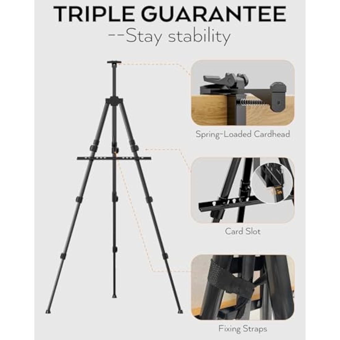 Nicpro 2 Pack Artist Easel Stand, Adjustable Height 17" to 63" Aluminum Metal Tripod Easel for Table Top & Floor, Painting Easel for Display, Posters, Signs Artwork & Trade Exhibitions with Bag(Black)