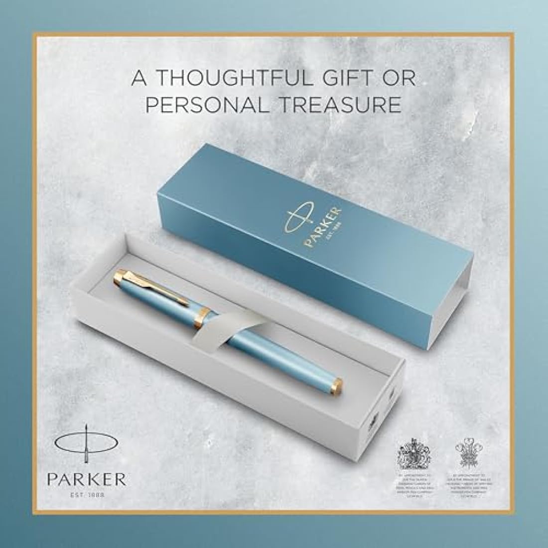 PARKER IM Writing Rituals Fountain Pen, Turquoise Green Finish with Gradient, Gold Trims, Fine Nib, Blue Ink, Gift Box
