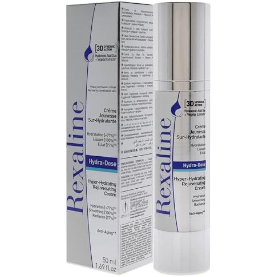 Rexaline - Hydra-Dose - Hyper-Hydrating Rejuvenating Cream - Anti wrinkle cream with Hyaluronic Acid - Anti aging facial care - Day and night cream - Face moisturizer - Cruelty free - 50ml, 700121