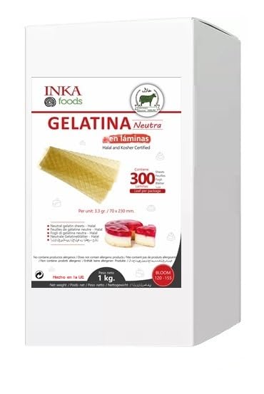 Gelatin leaf - Halal, 1kg. 300 leaf, neutral flavor - professional