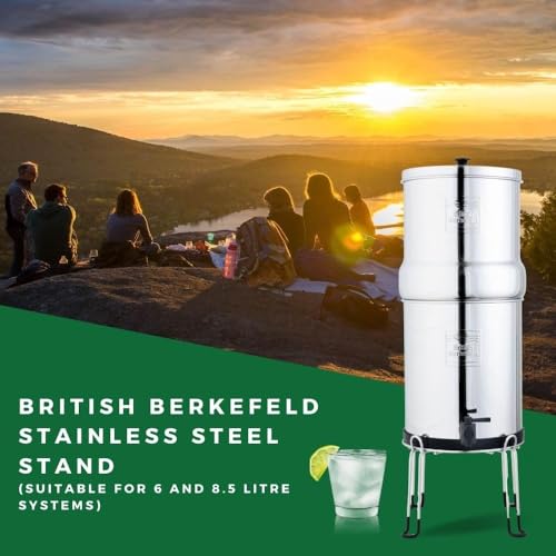British Berkefeld Gravity System Stand | Stainless Steel Water Filter Stand for 8.5L Gravity Systems | Anti-Slip Rubber Feet | Support Stand | 25Lx25Wx18H