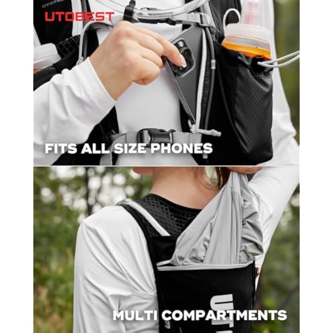 UTOBEST Running Backpacks Lightweight Hydration Pack Functional Running Vest 5L