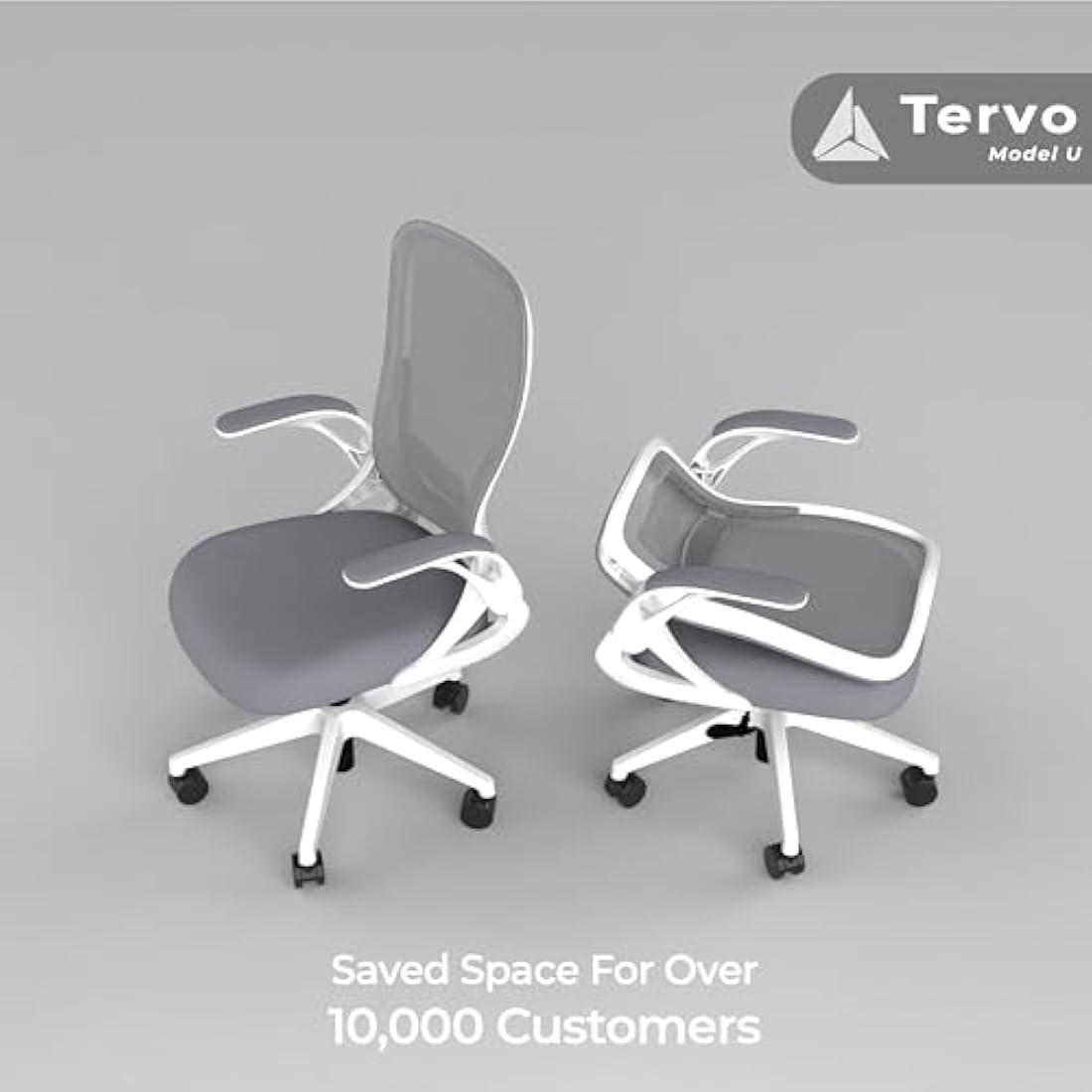 Tervo Model U | Folding Office Chair for Small Spaces | Ergonomic Design with High Rebound Mesh | Computer Desk Chair for Gaming | For Adults & Kids | Foldable & Compact with Flip Up Arms