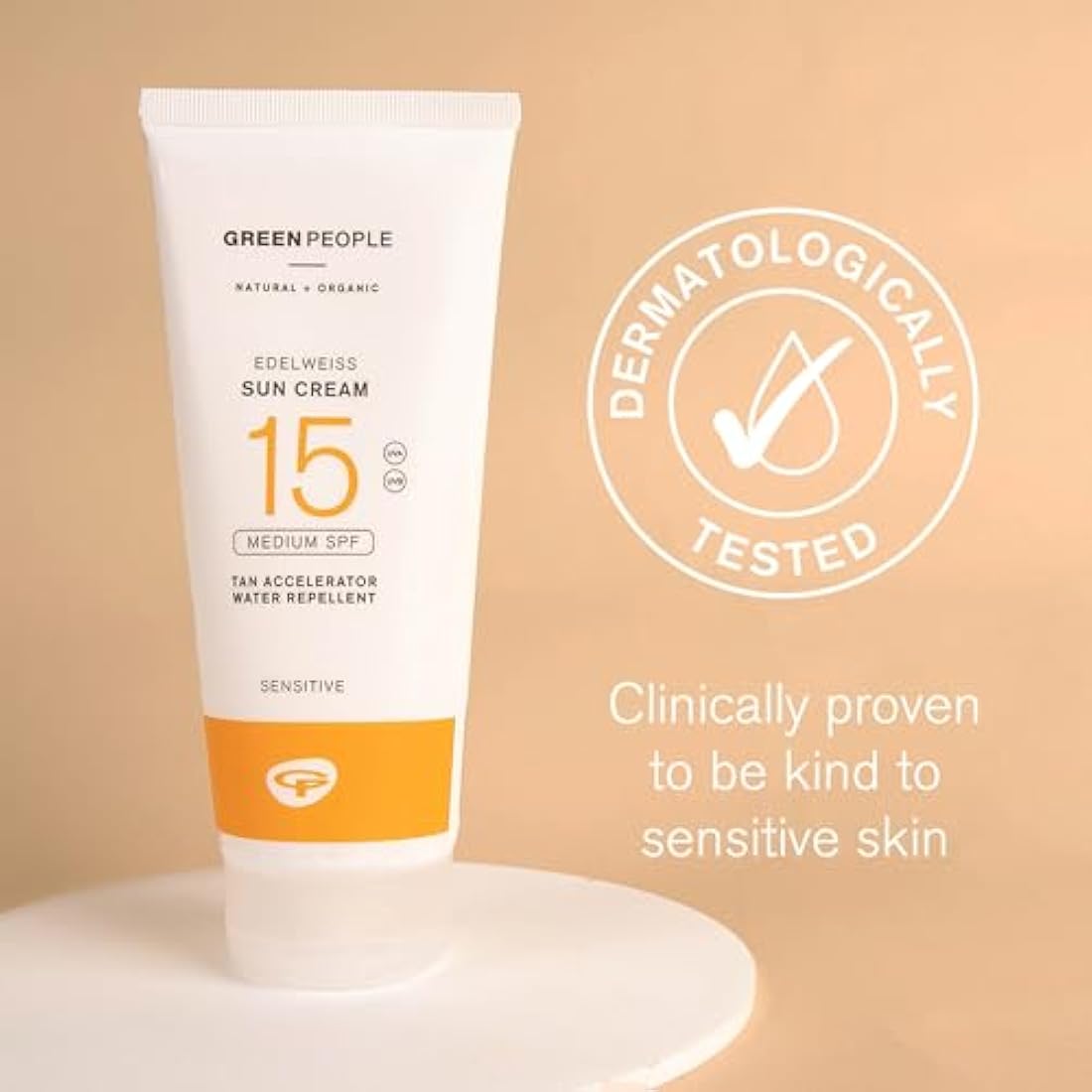 Green People Edelweiss Sun Cream with Tan Accelerator - SPF15 - Natural Sunscreen Suitable for Sensitive Skin - Reef Safe & Cruelty Free, 200ml