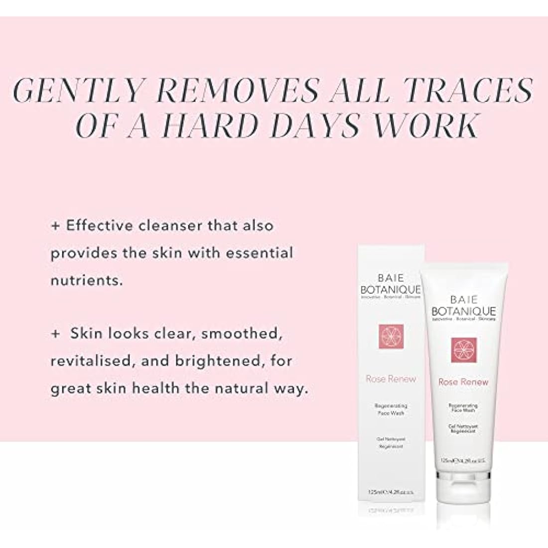 Baie Botanique Rose Renew - Organic Non Toxic Face Wash - Rose Water & Aloe Vera - Natural - Vegan - No Irritants - Paraben Free - Sensitive Safe - Vitamin C - Seabuckthorn - 125ml