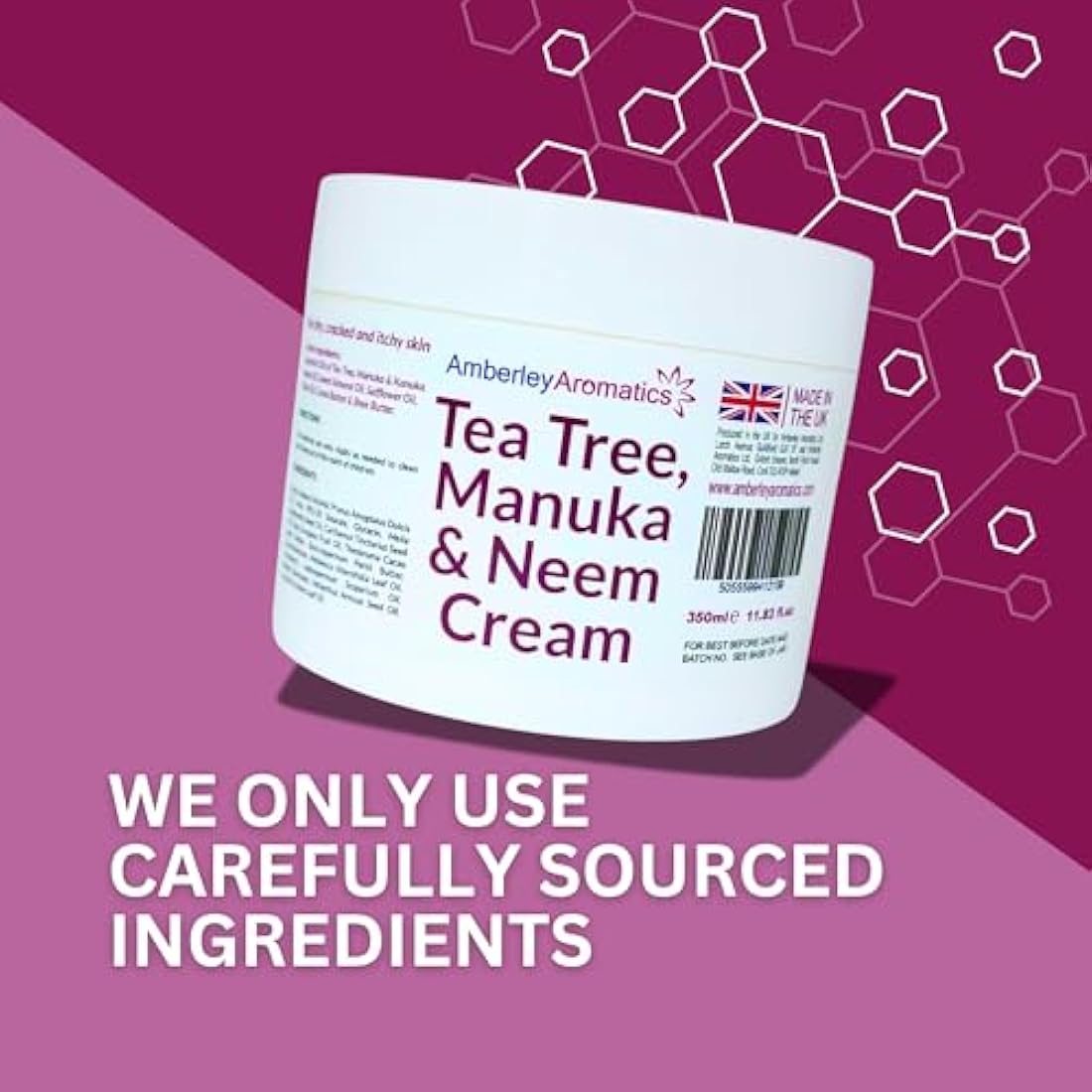Tea Tree, Manuka & Neem Cream 350ml - Antibacterial, Anti-fungal, Antiseptic, Anti-Itch, Dry, Chapped & Cracked Skin, Eczema, Psoriasis, Jock Itch, Fungal infections. Fast Effective Relief