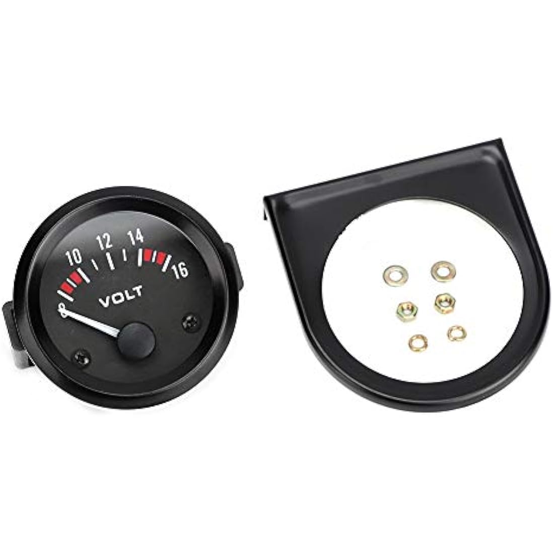 Car Universal 12V Voltmeter, 52mm Voltage Meter Gauge 8-16V BX100007 Aluminum Alloy Automotive Replacement Voltmeter Gauges for Most 12V Car