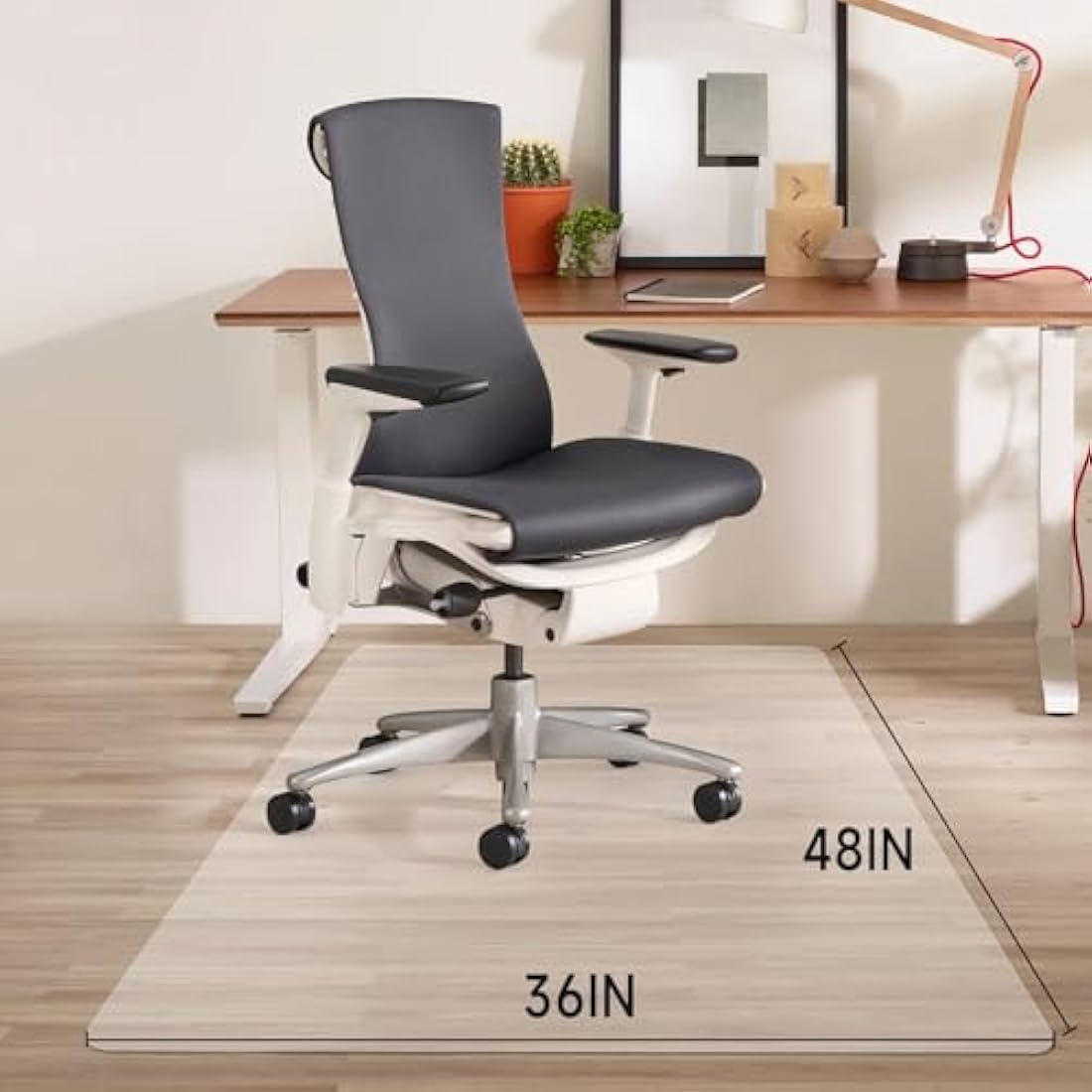 SHAREWIN Office Chair Mat for Hard Wood Floors, 120x90 cm Heavy Duty Anti-Slip Hardwood Floor Protector Rug, Easy Clean