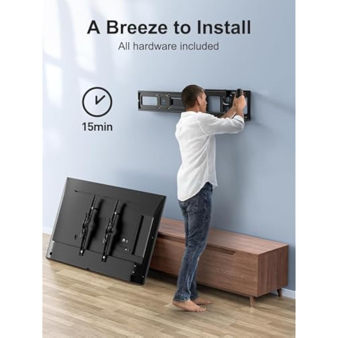 PERLESMITH TV Wall Bracket for 26-60 inch TVs, Swivel Tilt TV Bracket with Tool-free Tilt Adjustment and Spirit Level, Wall Mount Supports up to 40kg, Max VESA 400x400mm PSMFK10