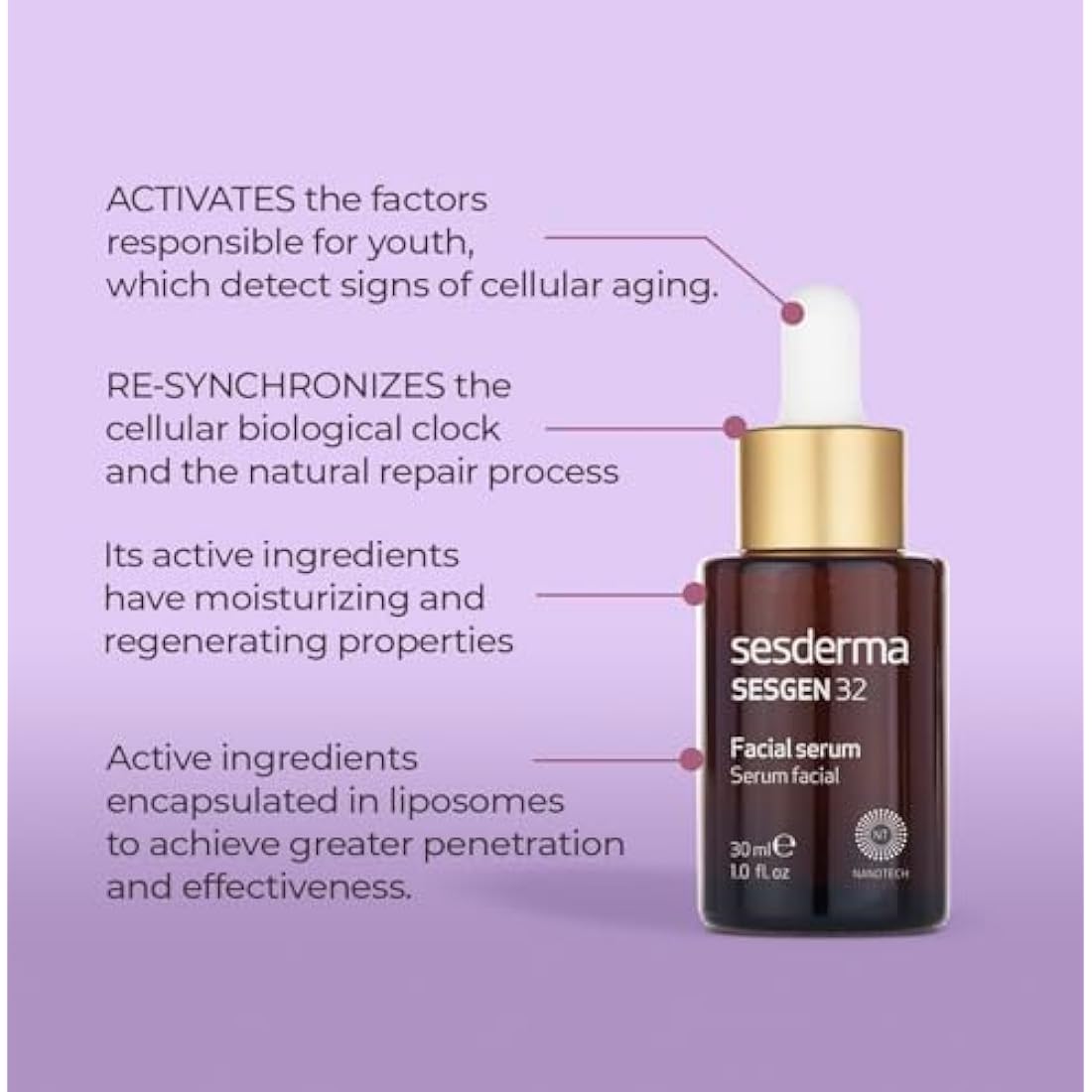 Sesderma | Sesgen 32 Cell Activator Serum | Anti-Ageing Serum | Cell Activating | Restores Youthfull Looking Skin | Fights Dull Tired Skin | 30 ml