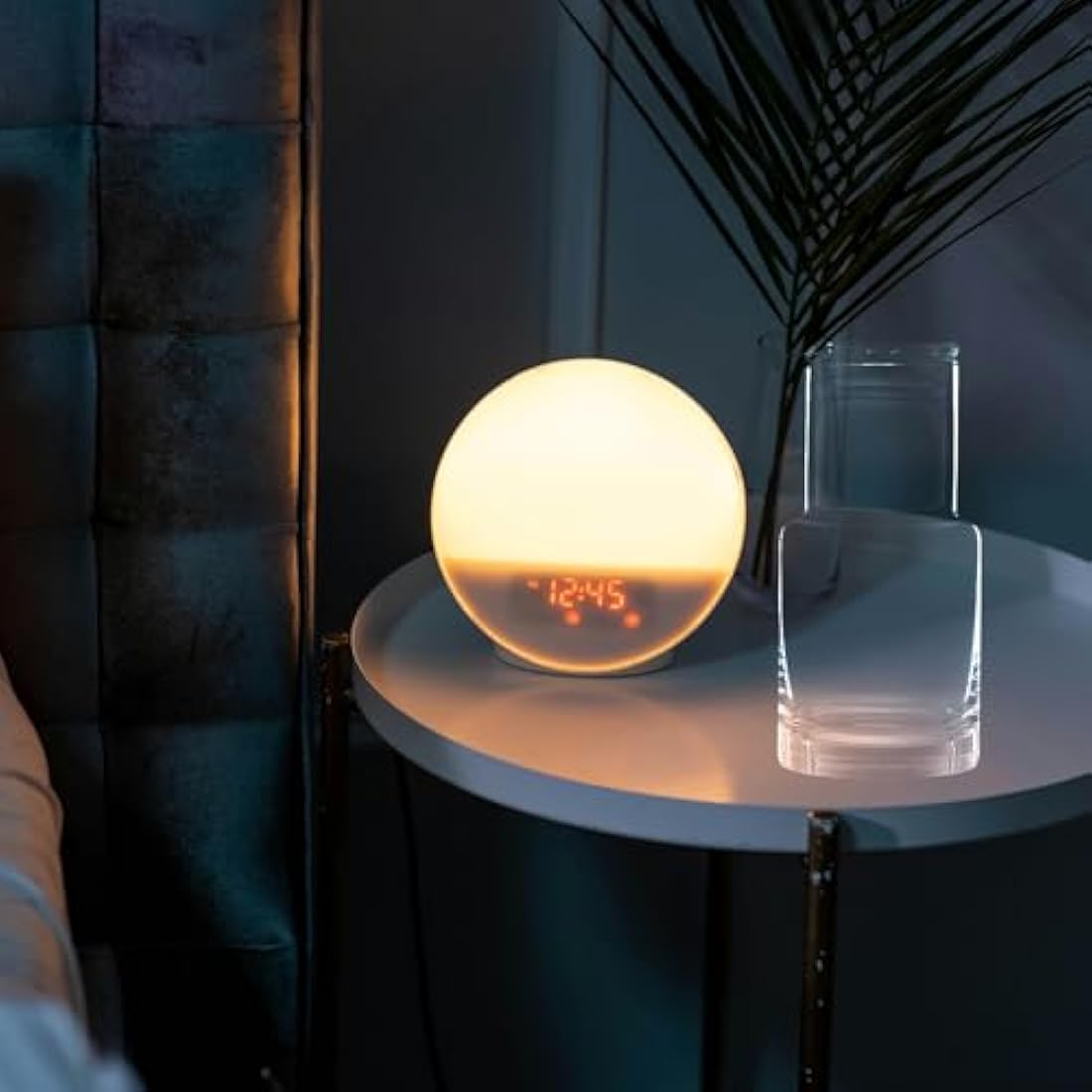 RILOST Bedside Water Carafe, Modern Night Water Pitcher with Glass Cup for Nightstand, Mouthwash Dispenser with Tumbler Lid for Bedroom, Bathroom