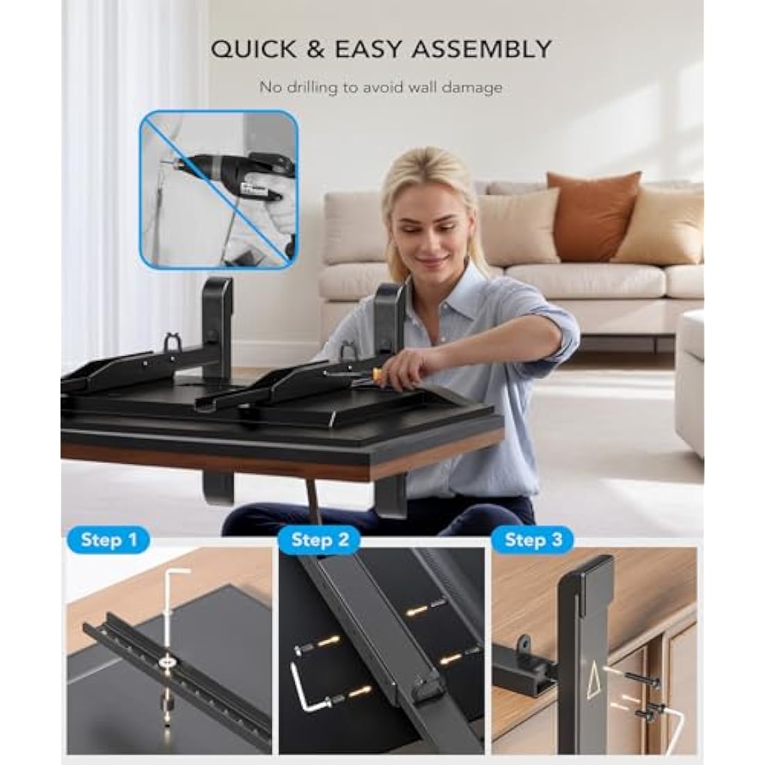 Universal Table Top TV Stand Base Replacement for Most 24 to 86 Inch LCD LED TVs, 7 Height Adjustable TV Legs with Cable Management Hold up to 68kg, Max VESA 800x600mm, Black AX10TB01
