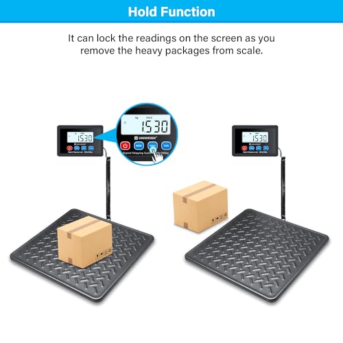 UNIWEIGH Postal Scales,440lbs x 10g Digital postage scales,Durable Alloy Steel Platform,Heavy Duty Scales for Packages/Warehouse/Luggage,Parcel scales with LCD/Hold/Tare function,batteries&USB Powered
