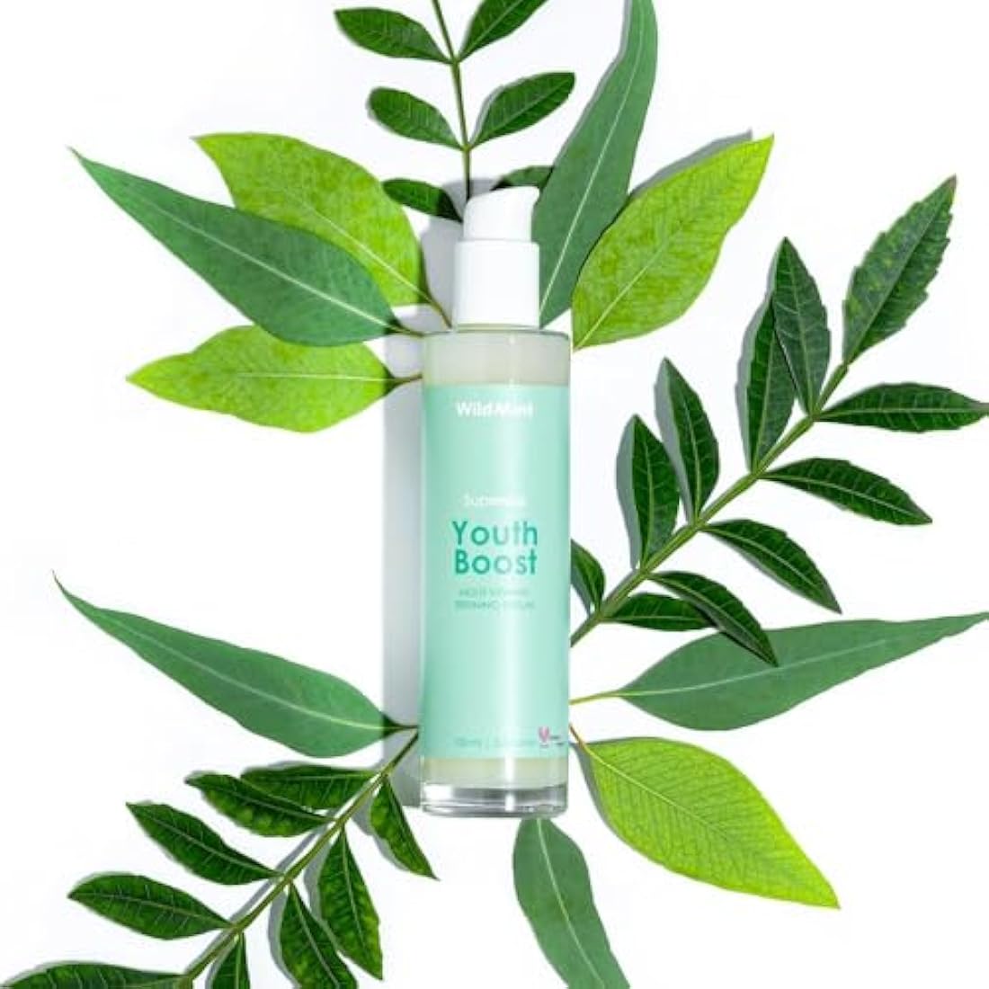 WildMint Youth Boost Natural Face Serum | Hydrating Anti-Aging Serum for Sensitive, Dry, Mature & Menopause Skin | Hyaluronic Acid & Vitamin C | UK Made Vegan & Cruelty-Free Skincare | 100ml
