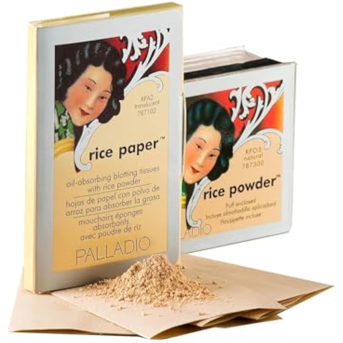 Palladio Rice Paper Facial Tissues for Oily Skin, Face Blotting Sheets Made from Natural Rice, Oil Absorbing Paper with Rice Powder, 2 Sided, Instant Results, Translucent, 40 Count, Pack of 1