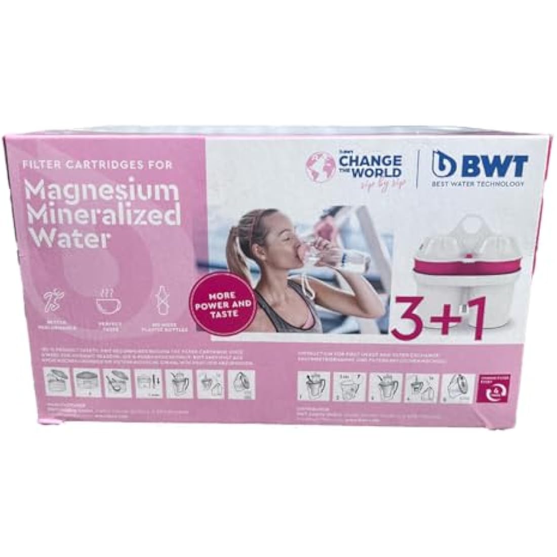 BWT 120 Litre Longlife Mg2+ Water Filter Cartridge 3 Plus 1 Pack, White