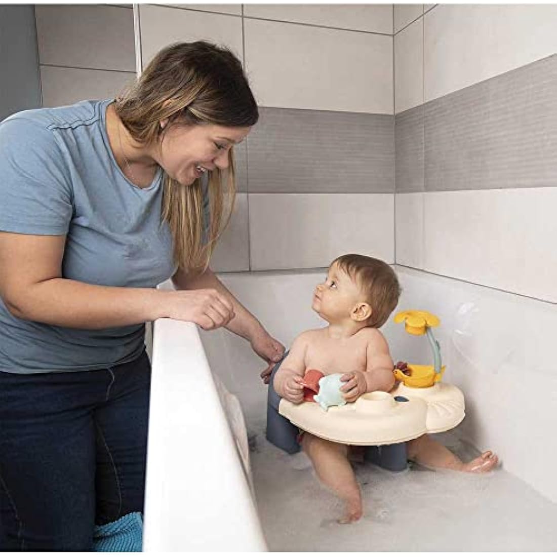 Little Smoby 2 in 1 Baby Bath Time Seat and Activity Table – Unisex bath toy for children 6 to 16 months and 6 to 13kg
