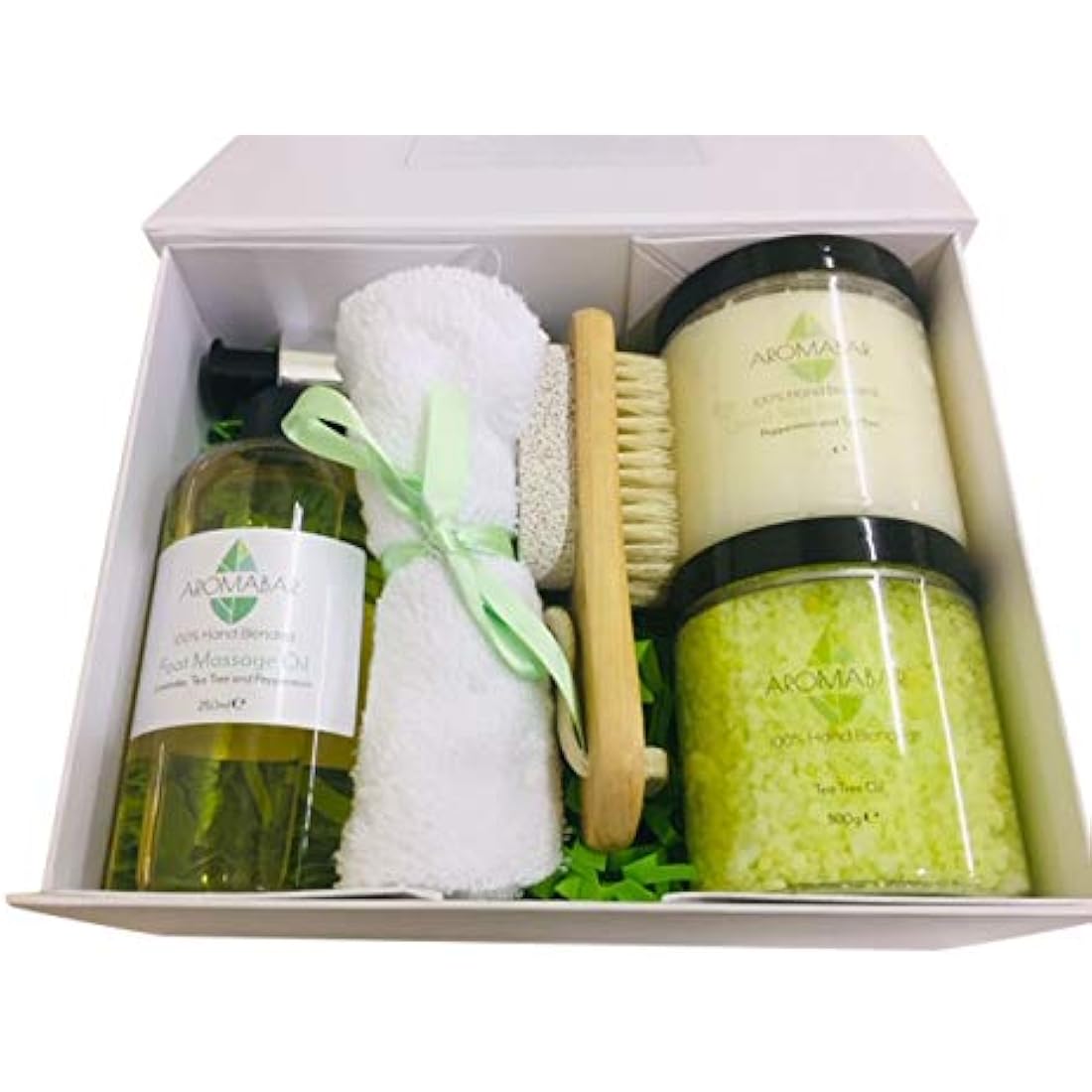 Spa Foot Pamper Kit includes Foot Massage Oil, Fresh Feet Salts Soak, Dead Sea Scrub & Wooden Foot Massager
