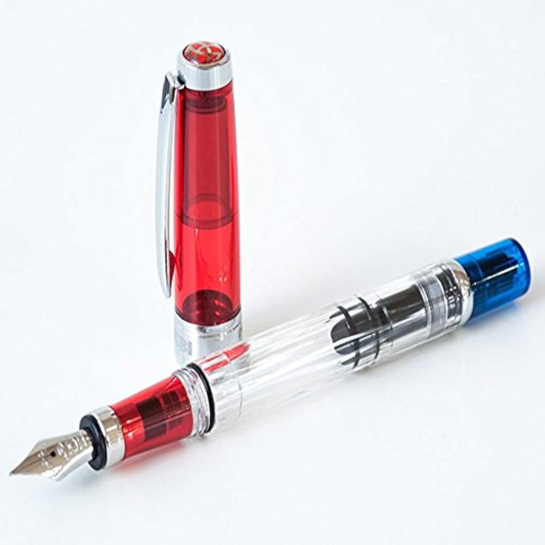 Twsbi Diamond 580 RBT Fountain Pen, Transparent, Blue / Red, M7446070 - F