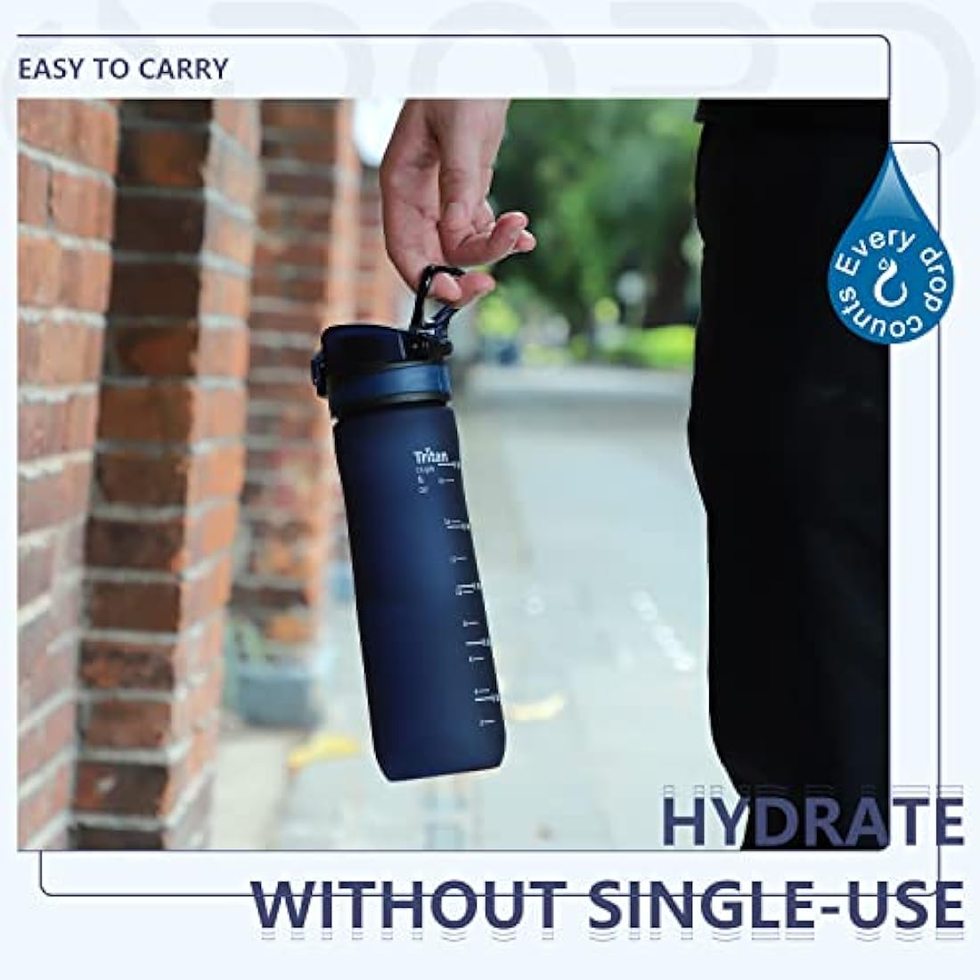 Opard Sports Water Bottle, 500ml / 600ml BPA Free Non-Toxic Tritan Plastic Drinking Bottle with Leak Proof Flip Top Lid for Gym, Outdoor, School, Work