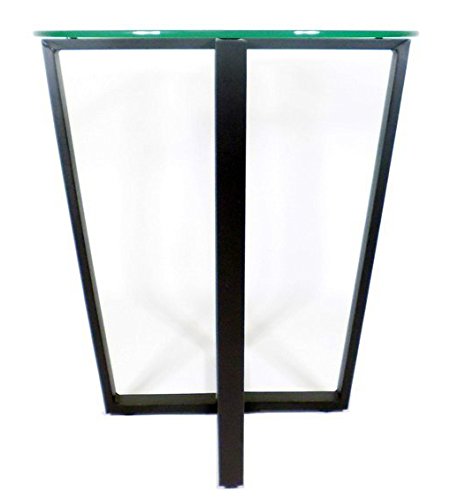 Mango Steam Round Metro Glass End Table/Side Table/for Living Room & Dining Room - Clear Top/Black Base
