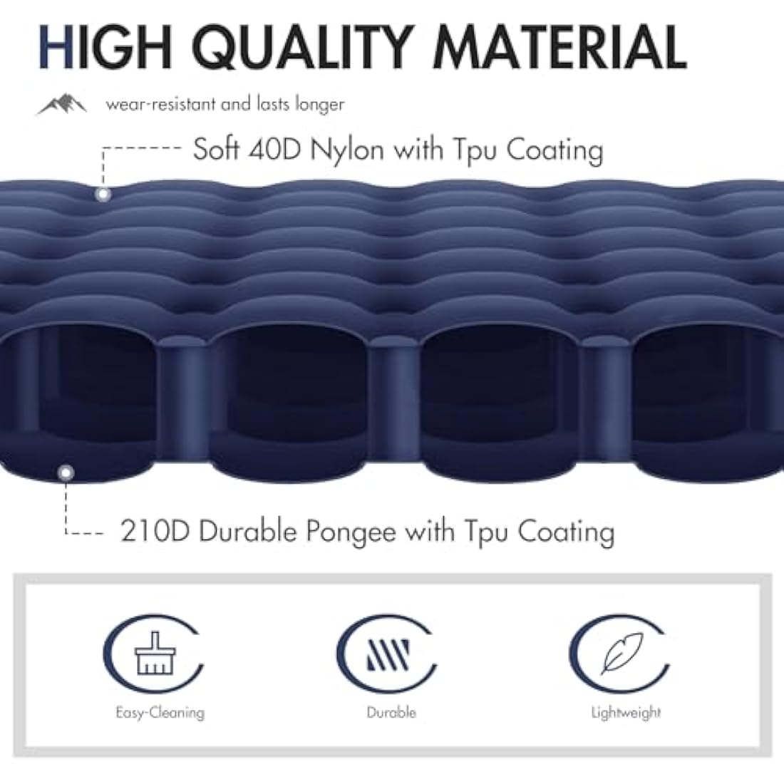 Portal Camping Mattress Single 10cm Thick with Foot Pump Inflatable Camping Mat Sleeping Pad Inflating Tent Mattress Camp Air Bed for Adults Lightweight Roll Mat Portable Outdoor Backpack