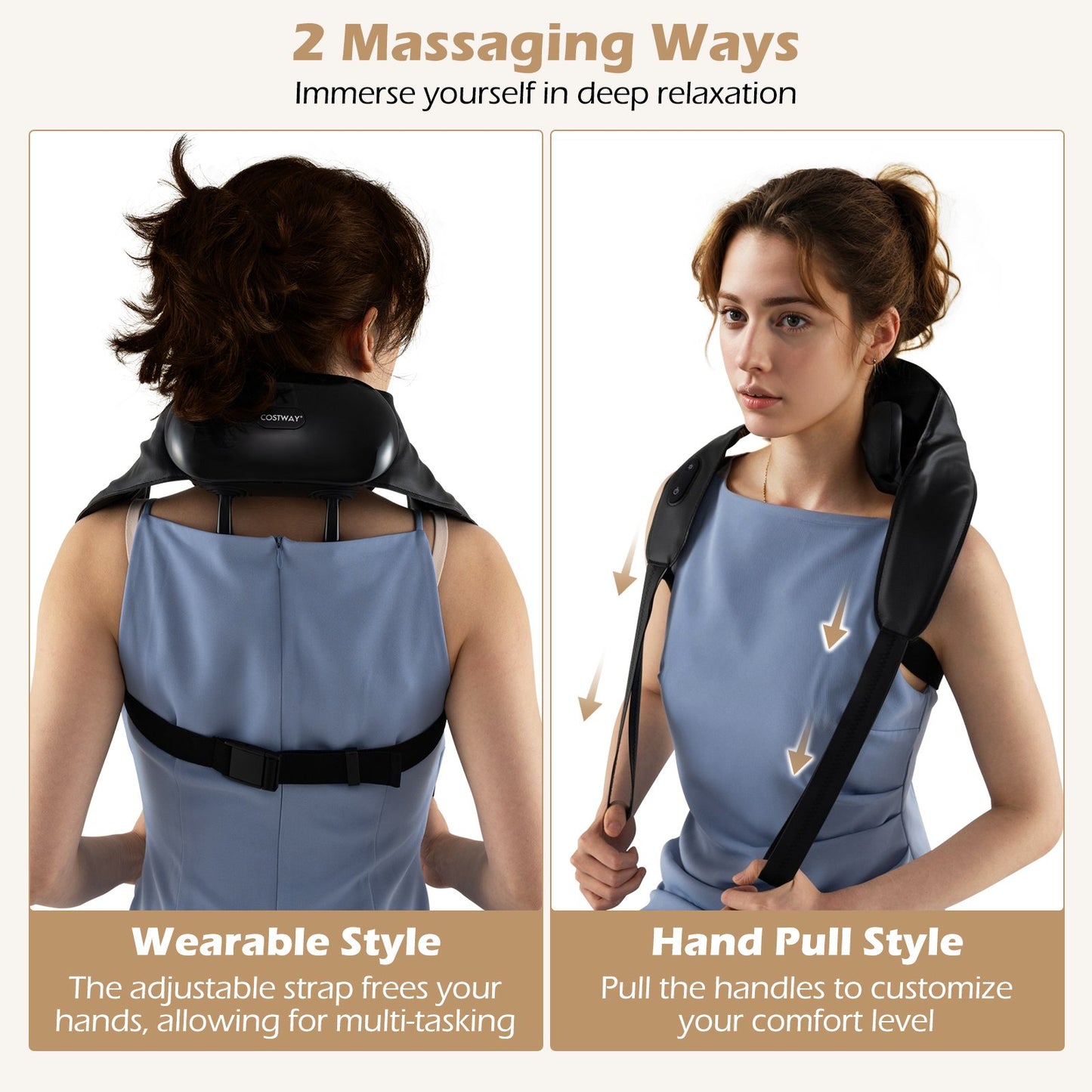 4D Deep Tissue Kneading Shiatsu Neck Shoulder Massager with 2 Heating Levels-Black