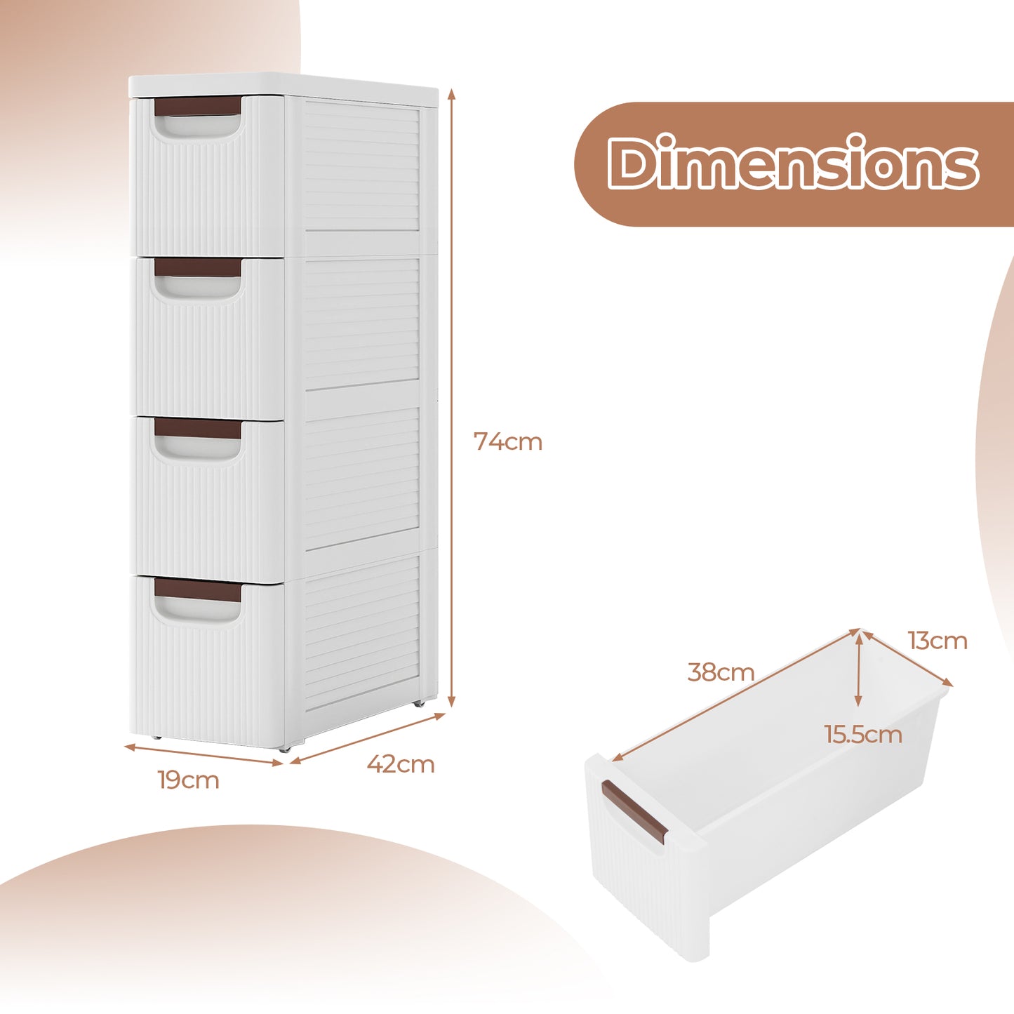 3/4/5/6-Drawer Narrow Storage Cabinet for Small Space-3-Tier