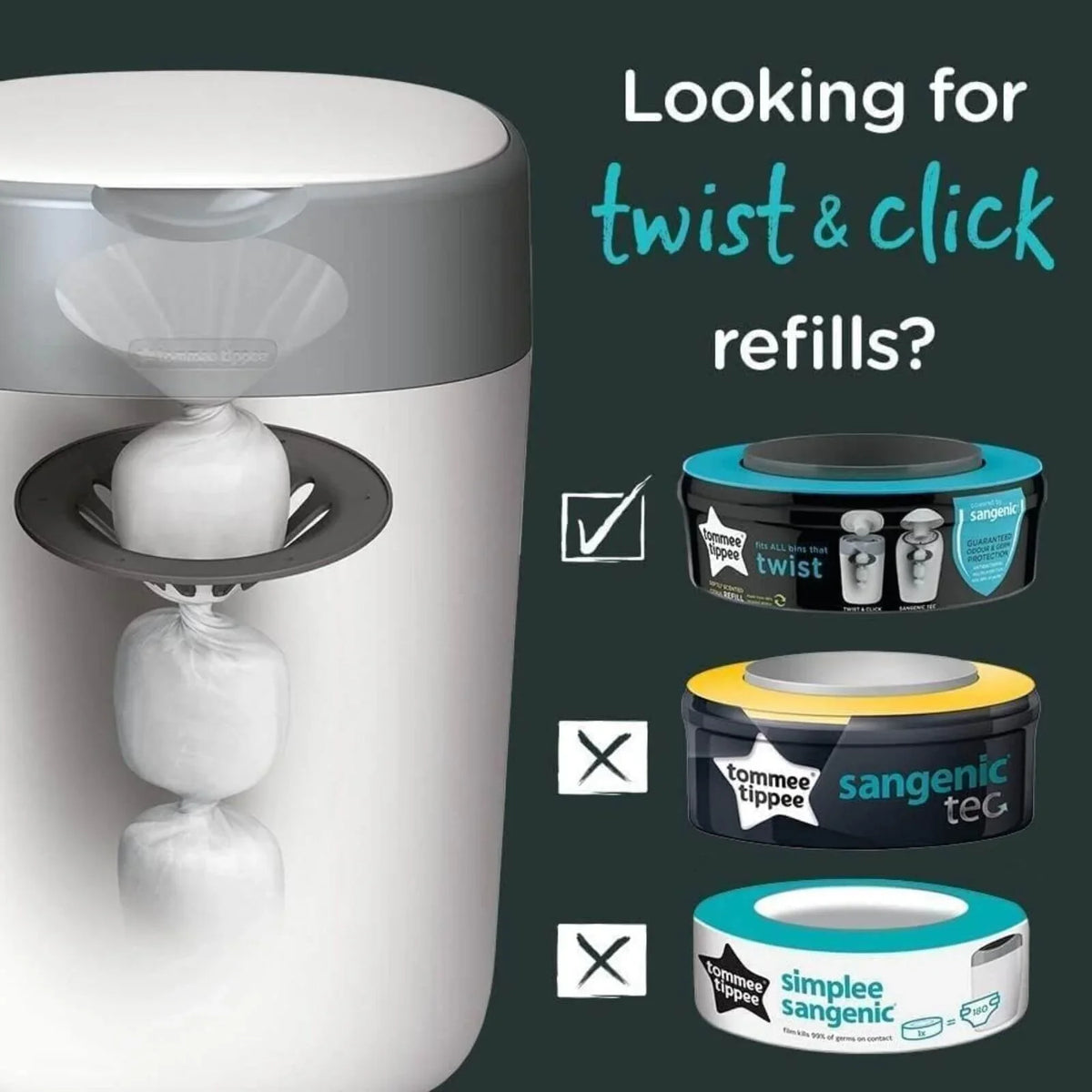 Tommee Tippee Sangenic Twist and Click Cassettes 3 pcs