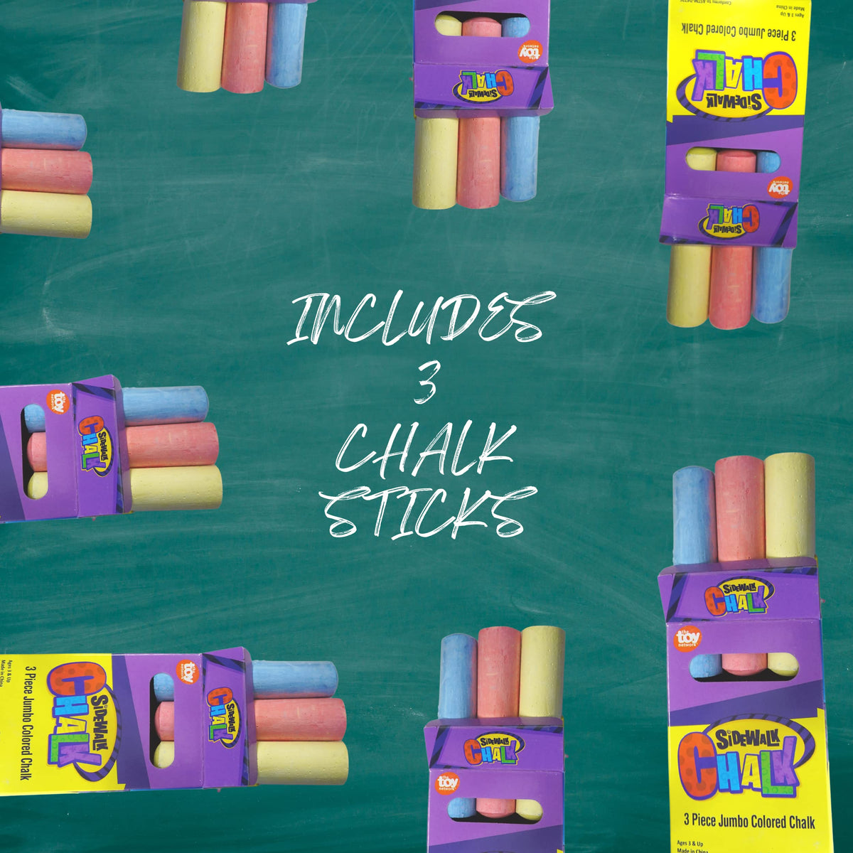 4E's Novelty 12-Box Sidewalk Chalk Set – Jumbo, Non-Toxic, Individually Wrapped Party Favors for Kids