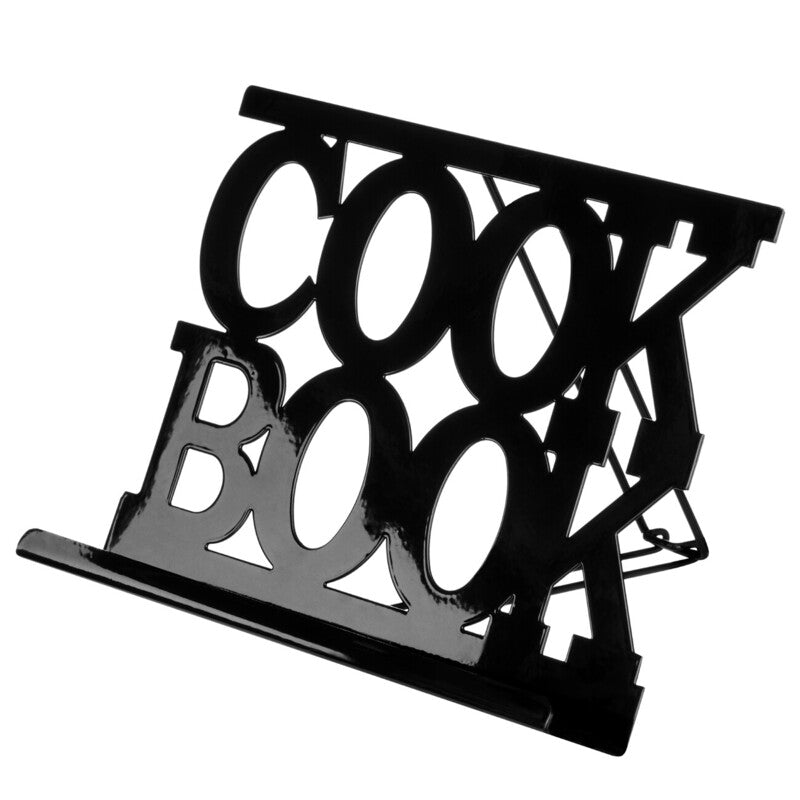 Alpha Black Enamel Metal Cookbook Stand with Adjustable Support
