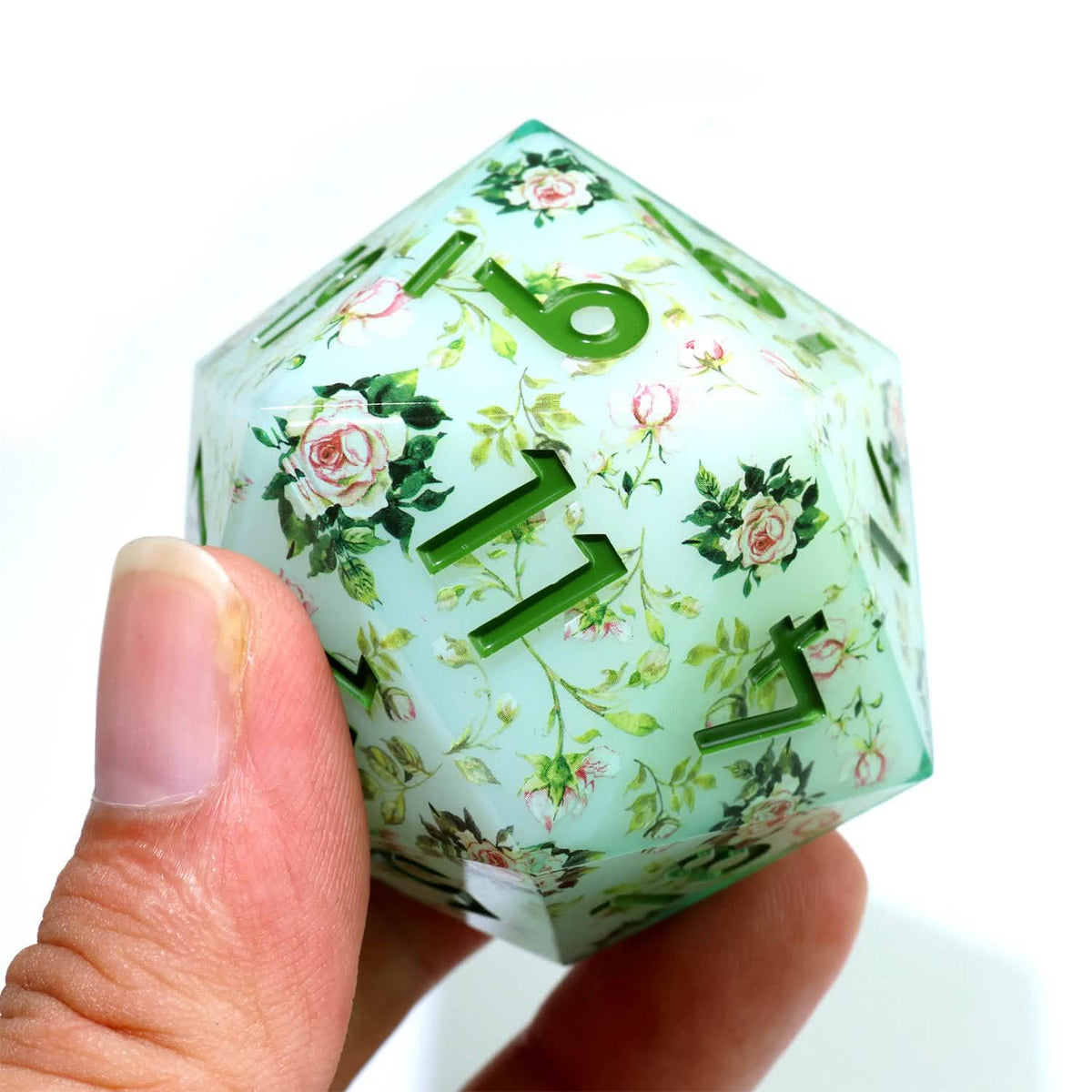 Floral Notes | 50mm D20 | Oversized Art Core Dice | Single Dice