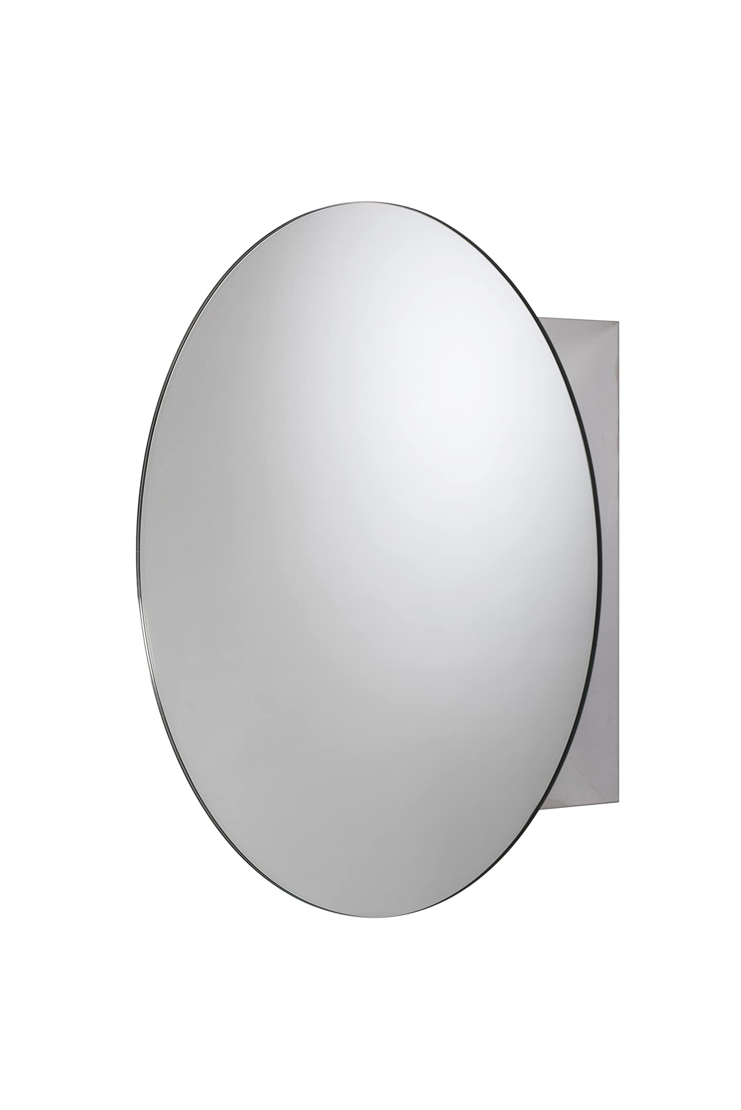 Croydex Severn Round Bathroom Mirror Cabinets - Stainless Steel Fully Assembled Round Mirror Cabinet, Ideal Storage Unit for Small Spaces or Above the