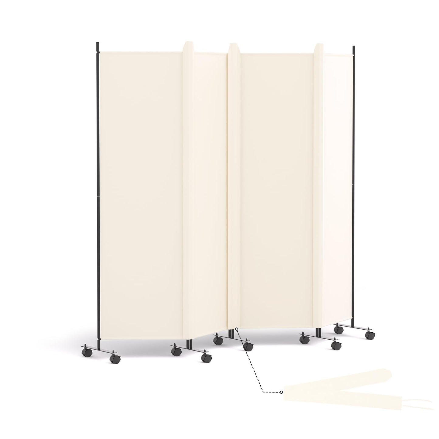 HIDODO 4 Panel Room Divider Folding Privacy Screen, Freestanding Room Partition with Lockable Wheels, Portable Wall Divider for Room Separation, 224 x