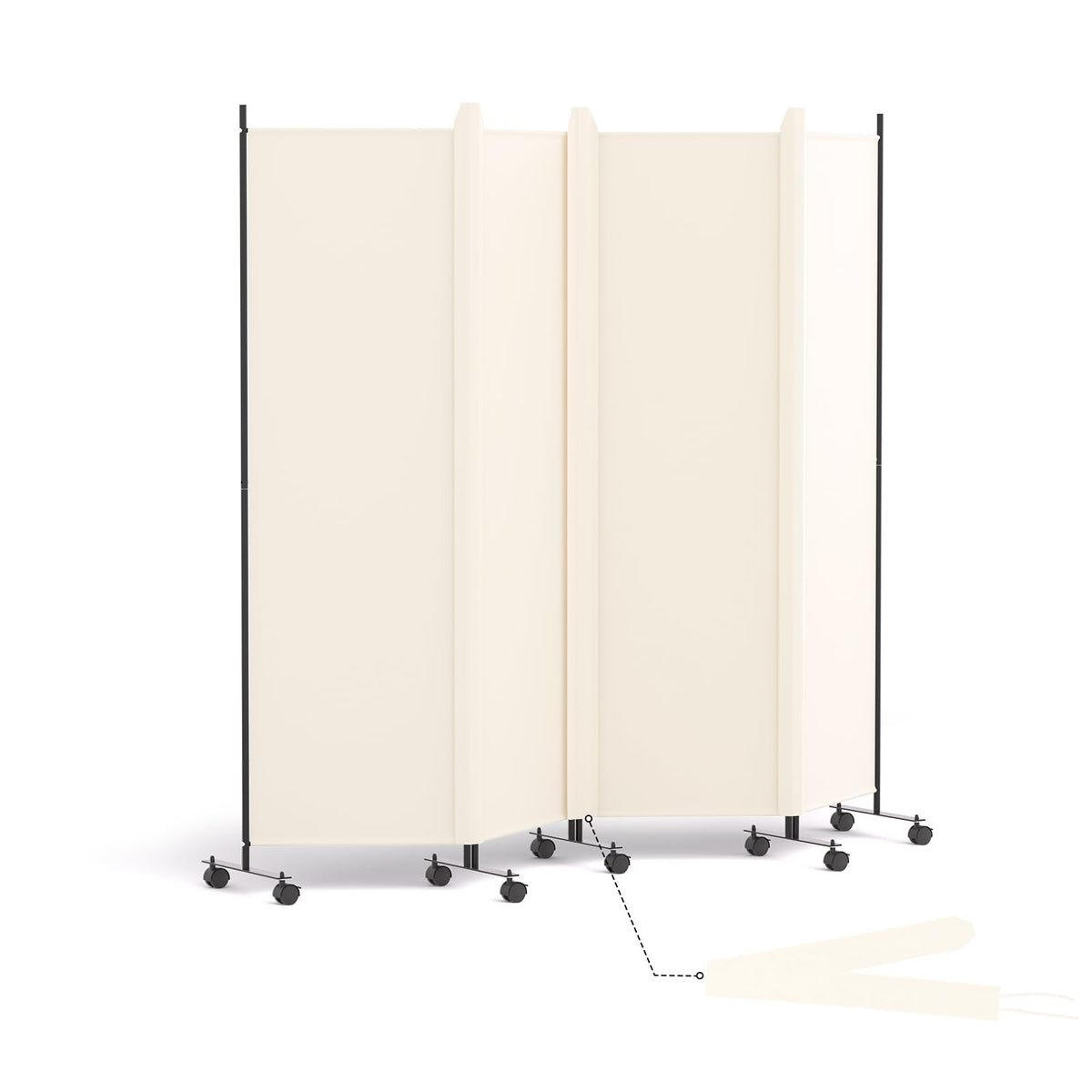 HIDODO 4 Panel Room Divider Folding Privacy Screen, Freestanding Room Partition with Lockable Wheels, Portable Wall Divider for Room Separation, 224 x
