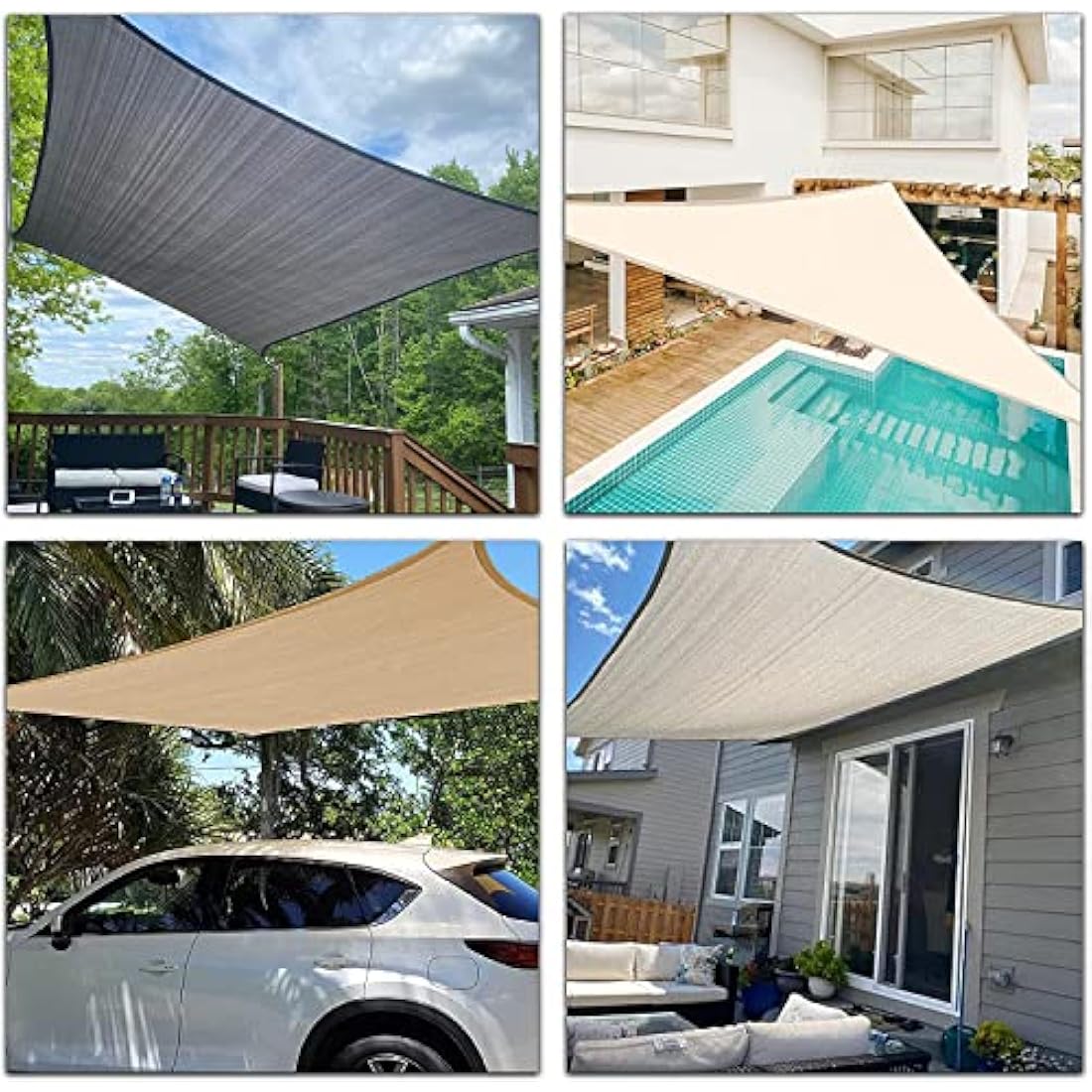 Sunnylaxx 5x5m Square Shade Sail, Cream Waterproof Sun Shades Outdoor Canopy 95% UV Block Water Resistant Sunshade for Patio, Garden, Backyard