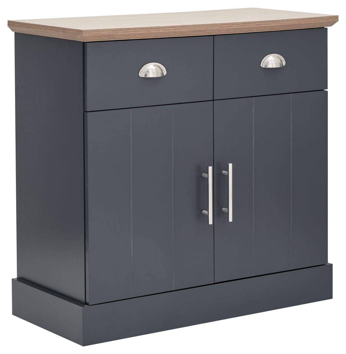 GFW Kendal Compact Sideboard Cabinet Unit With 2 Storage Drawers & Storage Cupboards, Contemporary Wooden Sideboards For Living Room, Dining Room &
