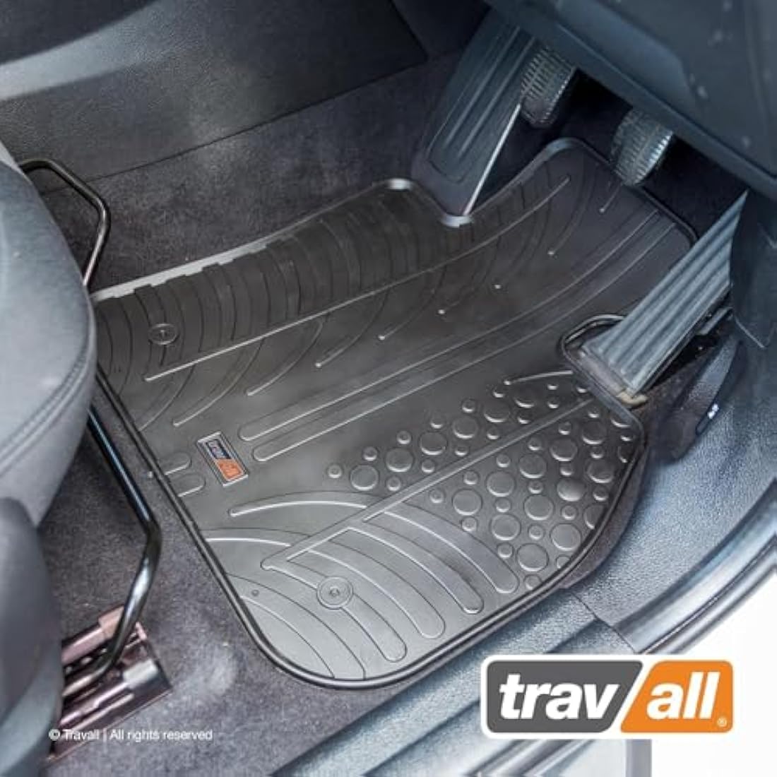 TRAVALL Rubber Car Mats (set of 4) compatible with BMW 2 Series (2014-2021) Heavy Duty Floor Mats Moulded Premium Mats Easy Clean Black with Clips - Anti Slip All-Weather Protection