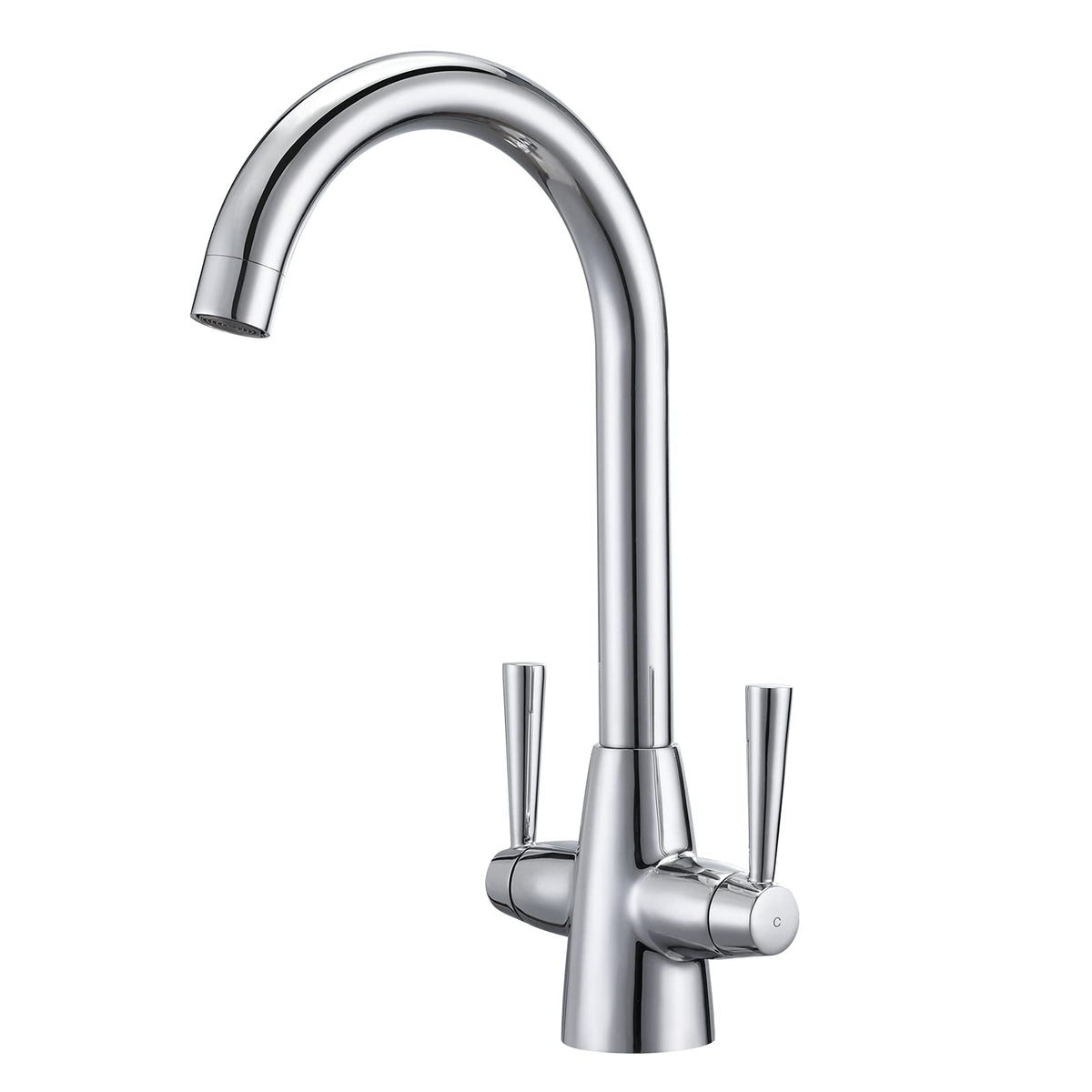 Peppermint Kitchen Tap Dual Lever Chrome Kitchen Sink Taps Stainless Steel Twin Lever Traditional Mixer Taps 1 Hole Monobloc 360? Swivel Faucet Hot
