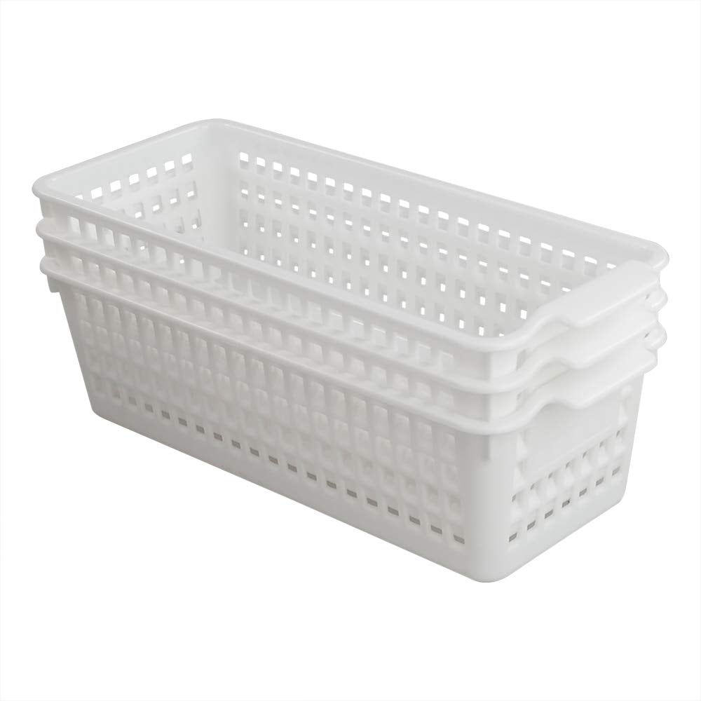 Yarebest 3-pack Small Plastic Handy Basket for Storage (White)