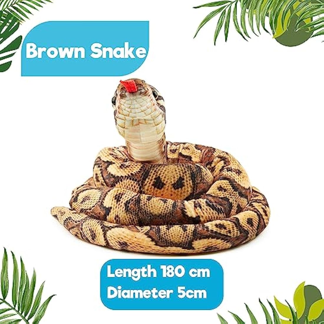 Zappi Co Kids Stuffed Soft Cuddly Plush Snake Toy-Part of Safari Animals Collection, Perfect for Kids (180 cm Length)(Burmese Python)