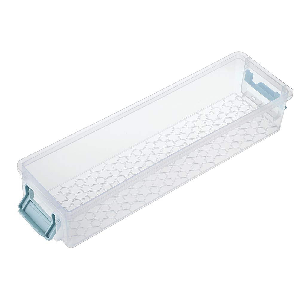 SUMTree 3 Pack Plastic Clear Storage Containers with Grey Clip 1.5L (Blue)