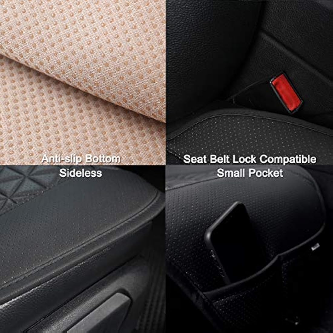 Black Panther 1 Piece Luxury PU Leather Front Car Seat Cover Protector Compatible with 95% Cars - No Heating (Saloon/SUV/Pickup Truck/Van) - Beige