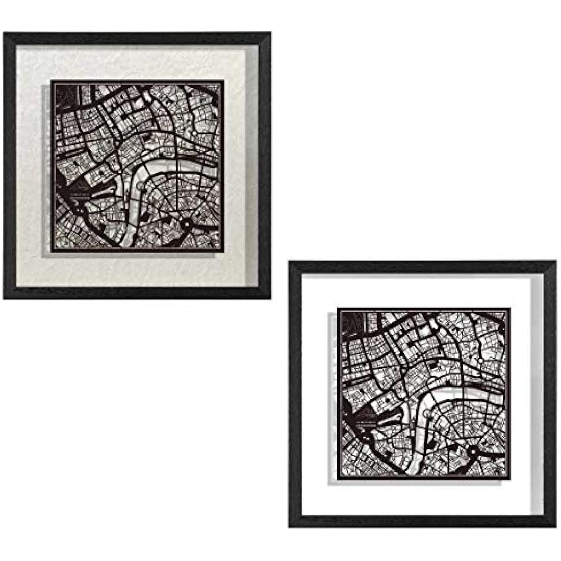 O3 DESIGN STUDIO London Paper Cut Map framed, Black map, Black frame, 9x9 inches, Gift Boxed, 2 background color, self-changing, Paper Art