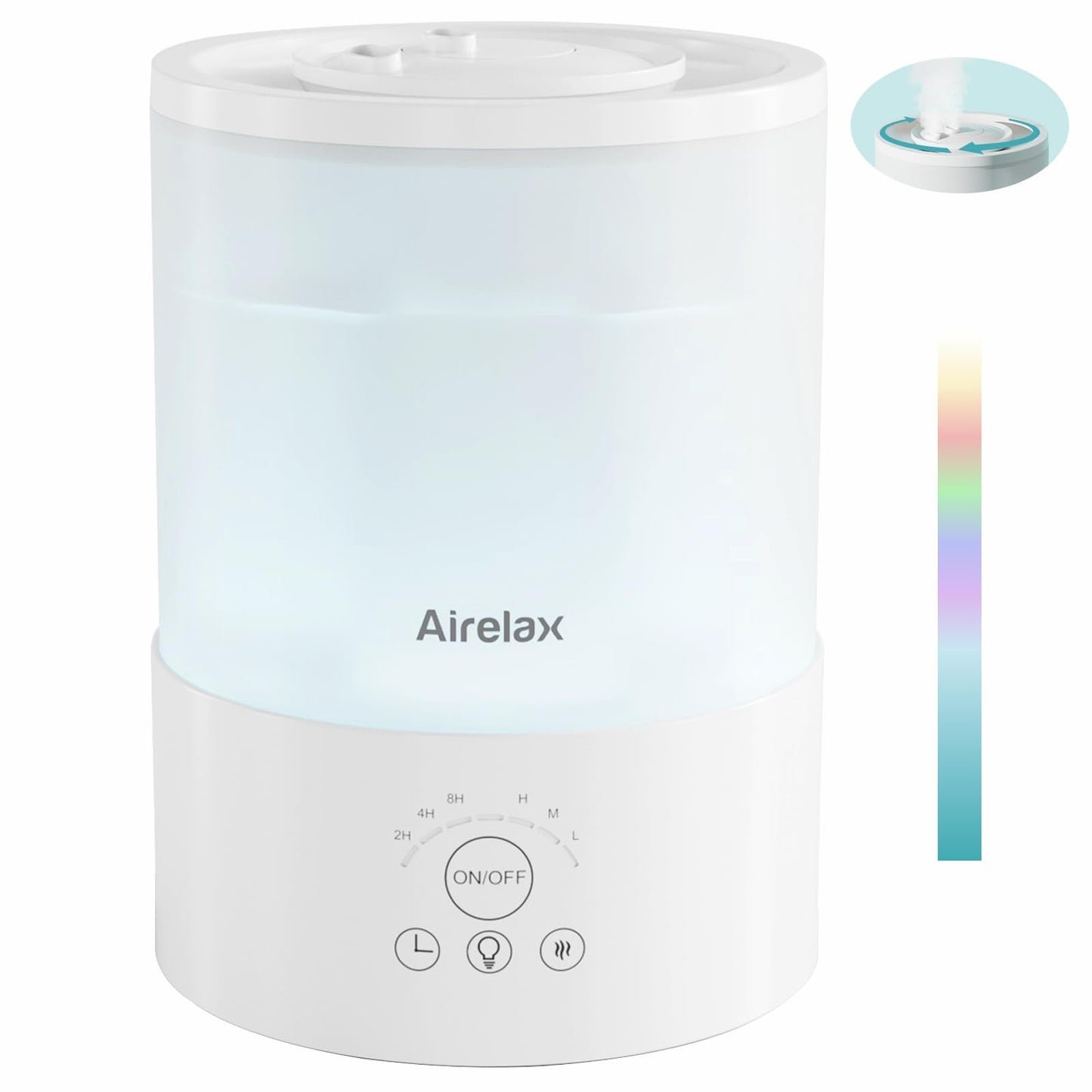 Airelax Humidifier for Bedroom 2.5L Air Humidifiers for Home Cool Mist Humidifier for Bedroom Baby with 360? Dual Nozzles, Top Fill, Quiet Sleep Mode,