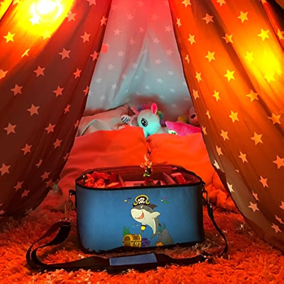 PUNALU Case for Toniebox, Space for 30 Tonies, Charger and Headphones Toniebox Bag (Shark Light Blue)