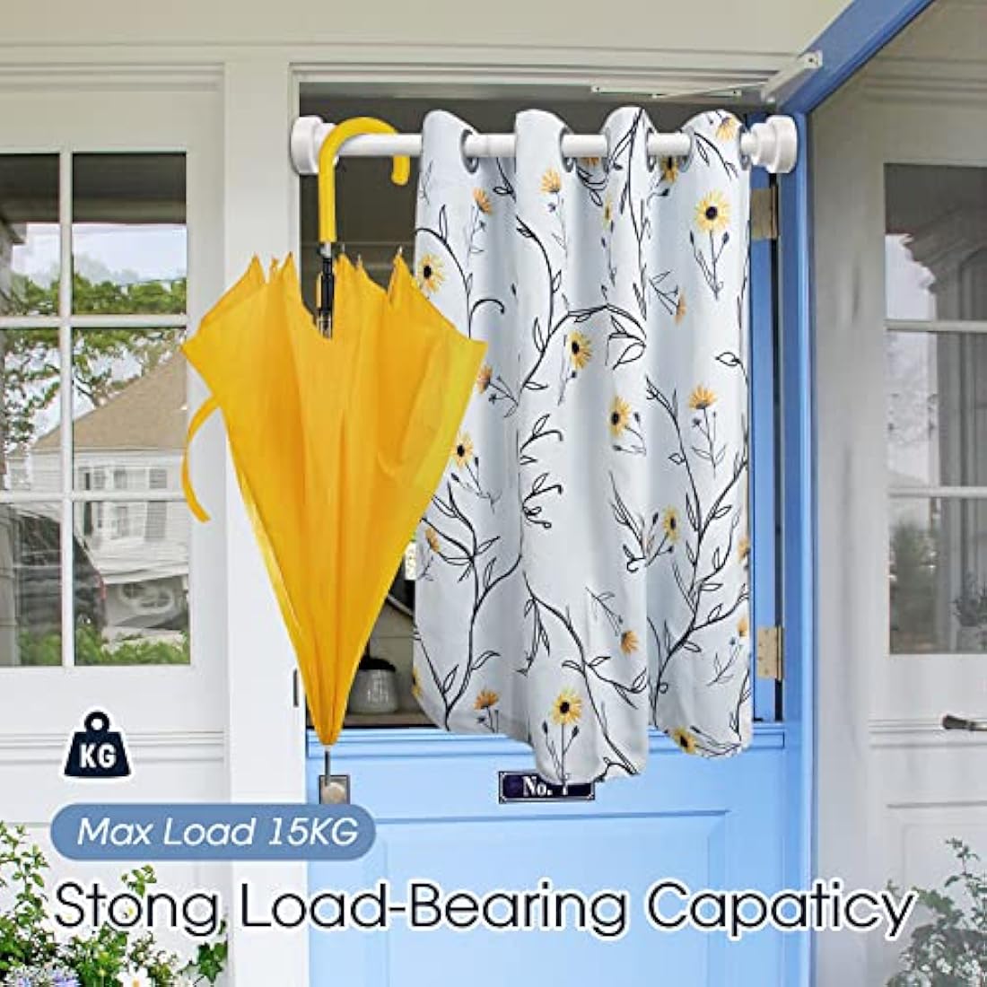 Stainless Steel Extendable Shower Curtain Pole 83-130cm Tension Rods for Curtains Telescopic Curtain Poles No Drilling Adjustable Shower Curtain Rail for Kitchen Cupboard Closet Bathroom Window, White