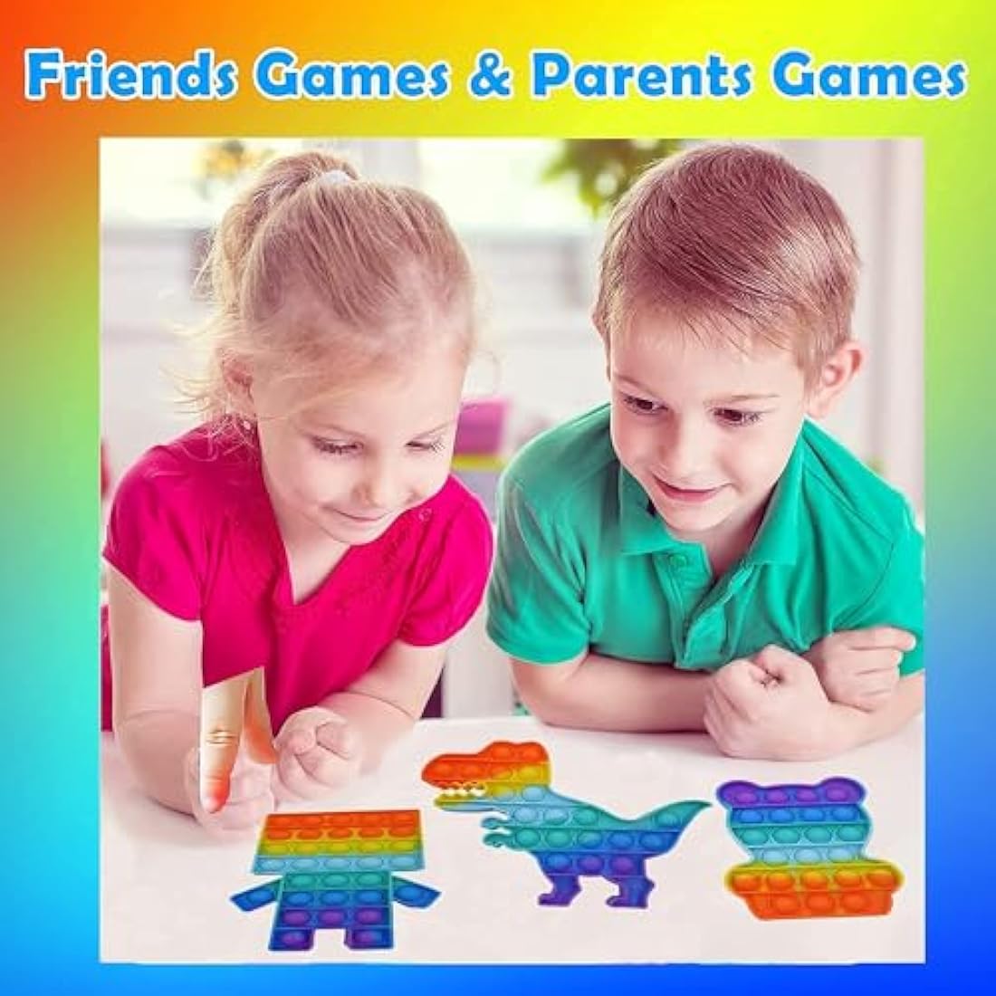 Fidget Toys Unicorn, Robot, Dinosaur ,Bear 4pc Multipack Set Squeeze Sensory Pop Bubble Toys For Kids ,Teens & Adults Autism & Special Needs Stress Reliever Push Pop Rainbow Poppet Toys