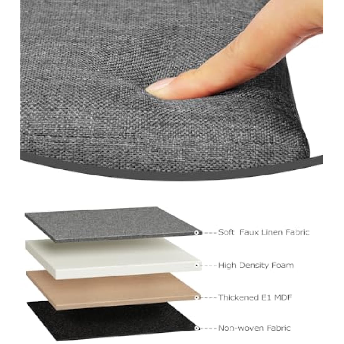 Bonlife Extra Large Folding Ottoman Storage Box,Linen Toy Storage Chest,Window Seat with Storage Trunk,End of Bed Bench,Grey 110x38x38cm